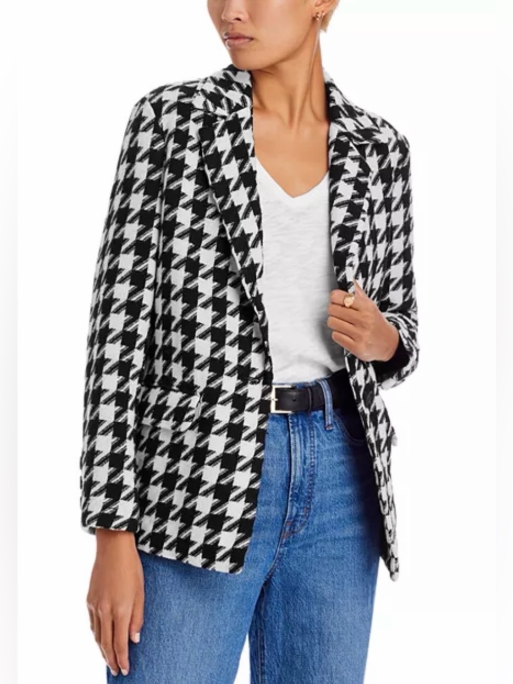 Bella Dahl Black & White Houndstooth Blazer Jacket - Women's Sz L
